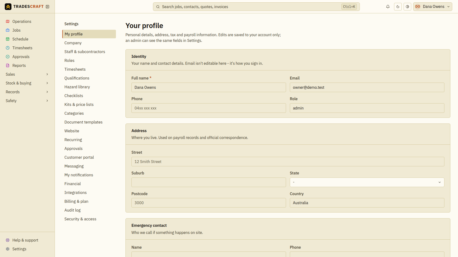 Your profile