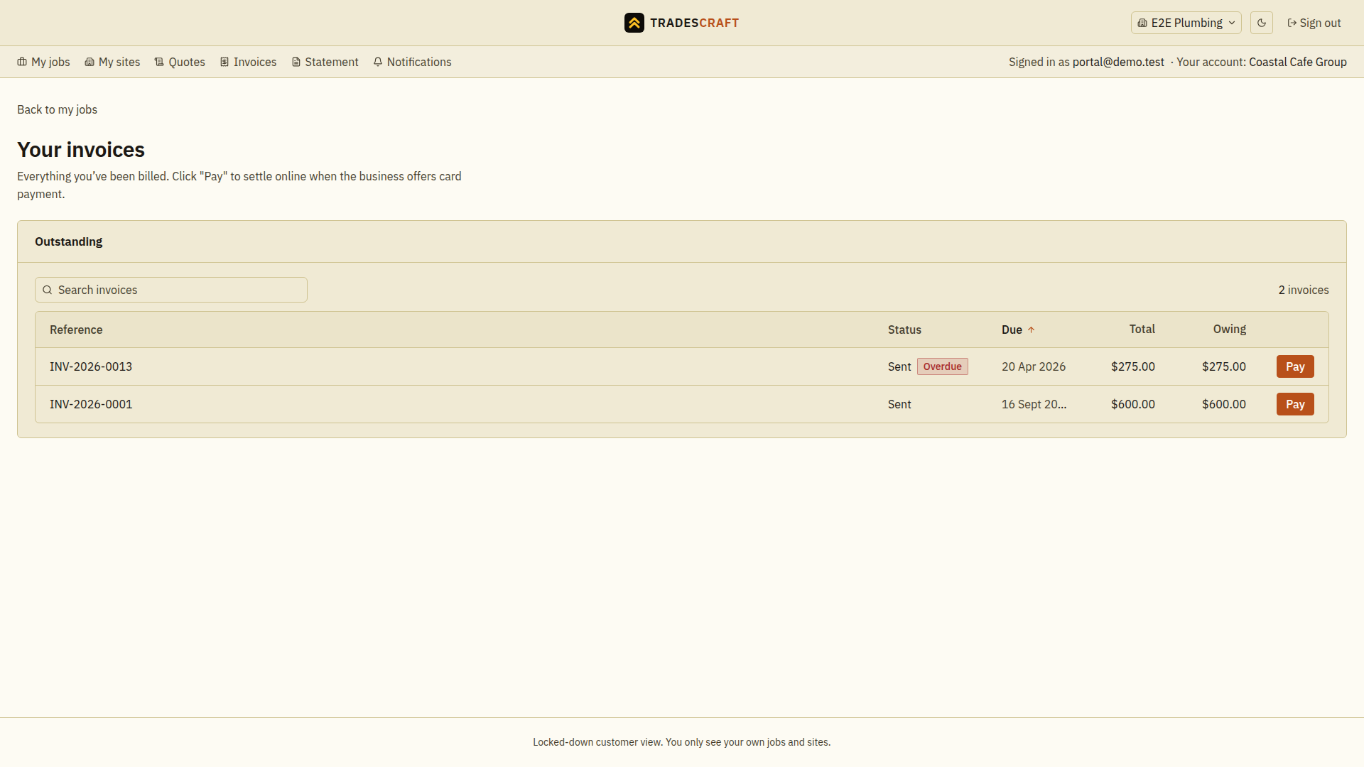 Your invoices in the portal