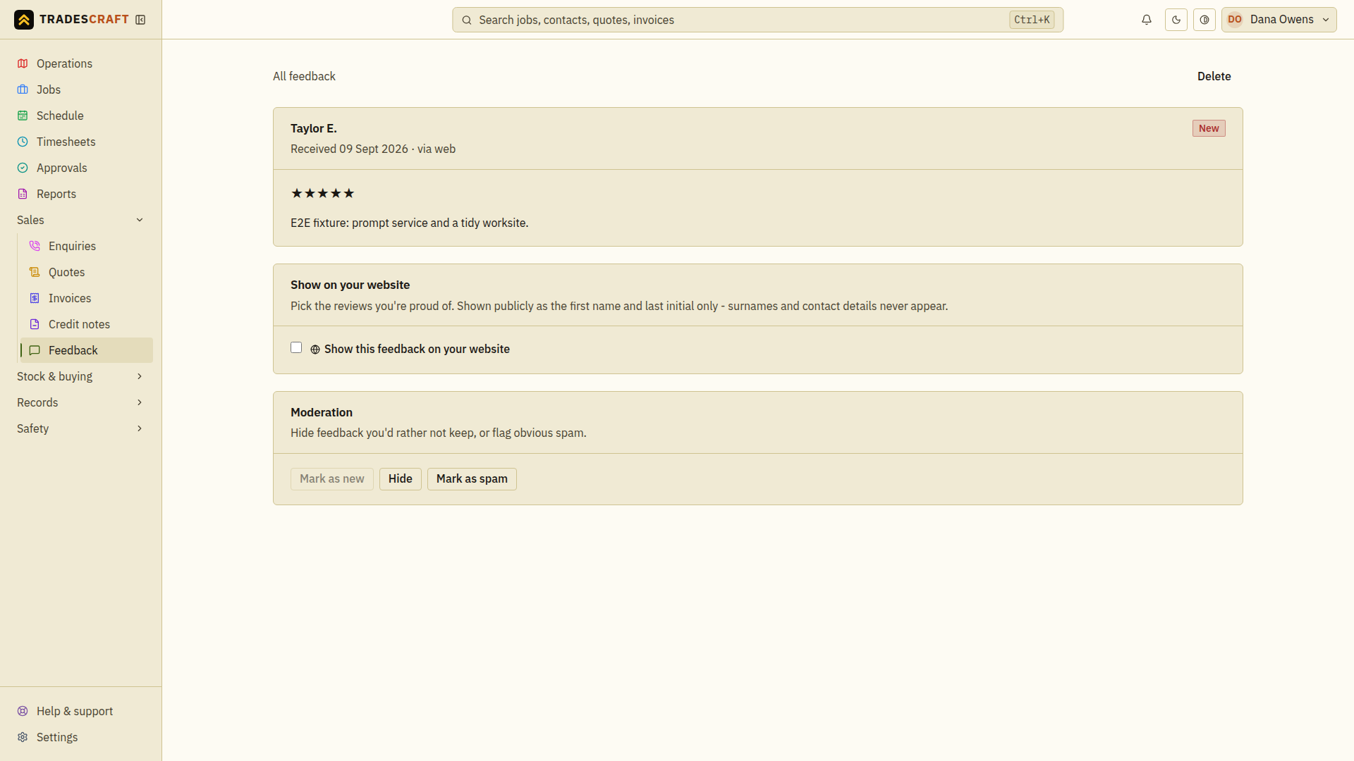 Moderating a single review