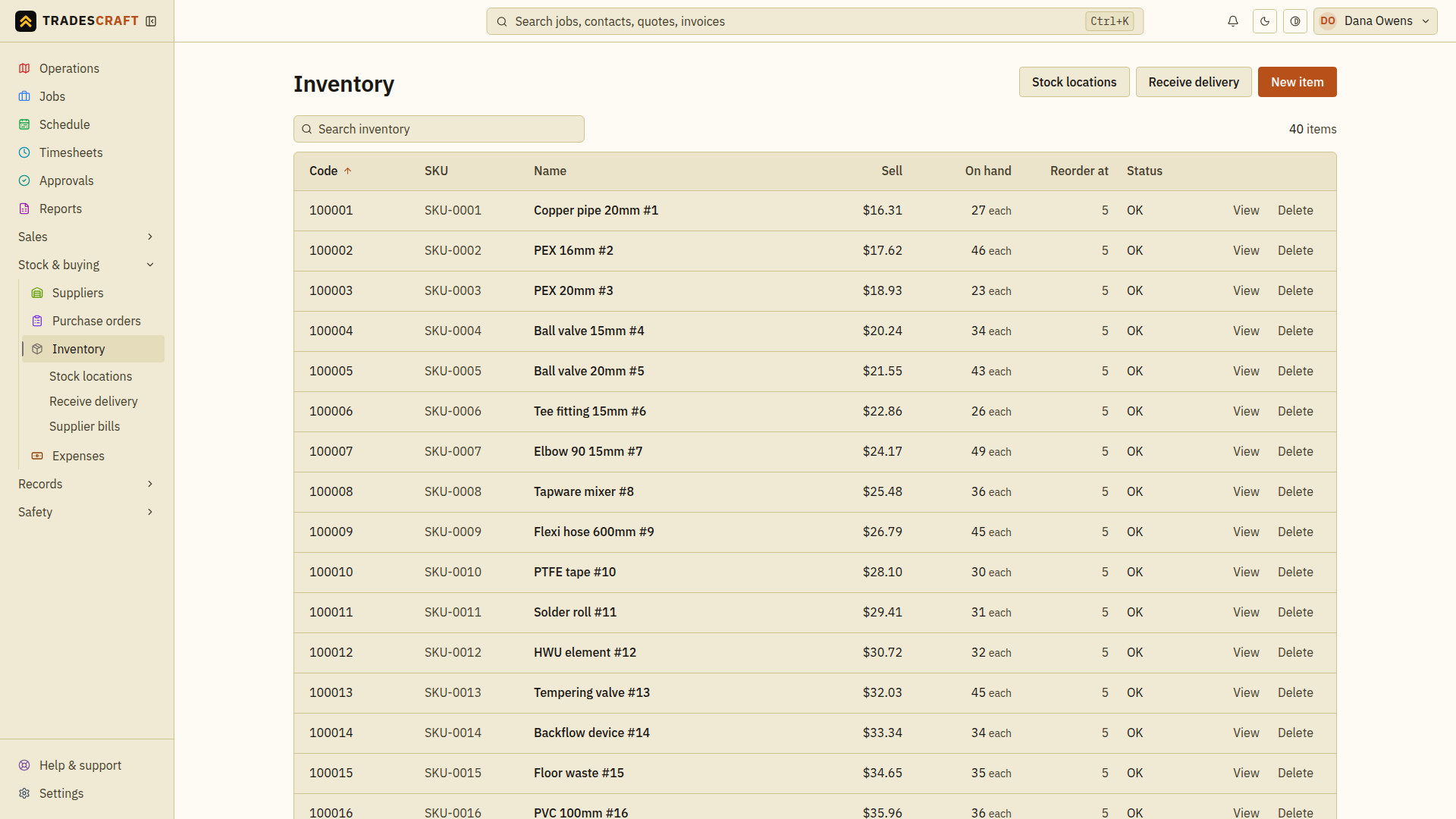 The inventory list; search for the SKU or name you saved