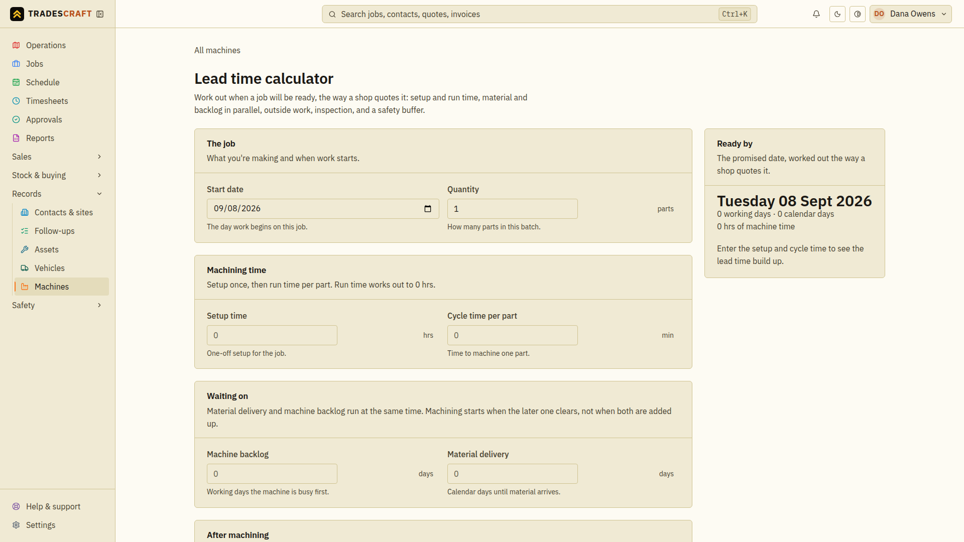 The lead-time calculator